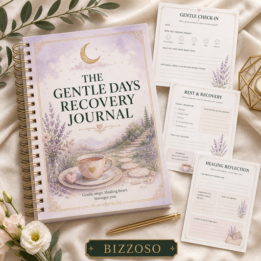 The Gentle Days Recovery Journal digital planner cover by Bizzoso