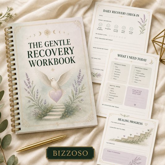 The Gentle Recovery Workbook digital planner cover by Bizzoso