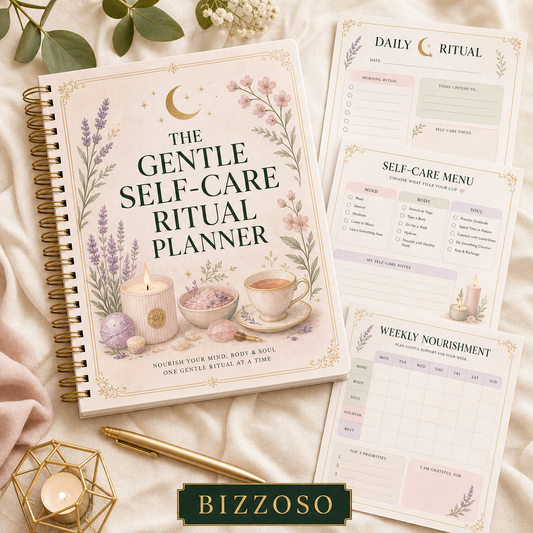 The Gentle Self-Care Ritual Planner digital planner cover by Bizzoso