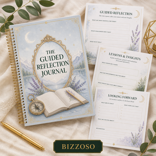 The Guided Reflection Journal digital planner cover by Bizzoso