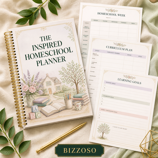 The Inspired Homeschool Planner digital planner cover by Bizzoso