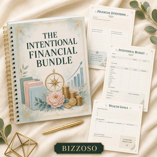 The Intentional Financial Bundle digital planner cover by Bizzoso