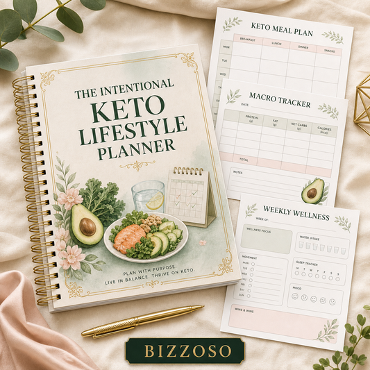 The Intentional Keto Lifestyle Planner digital planner cover by Bizzoso