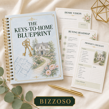 The Keys-to-Home Blueprint digital planner cover by Bizzoso