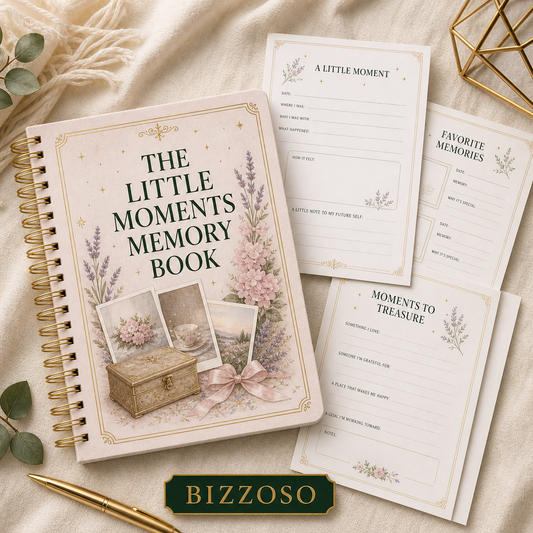 The Little Moments Memory Book digital planner cover by Bizzoso
