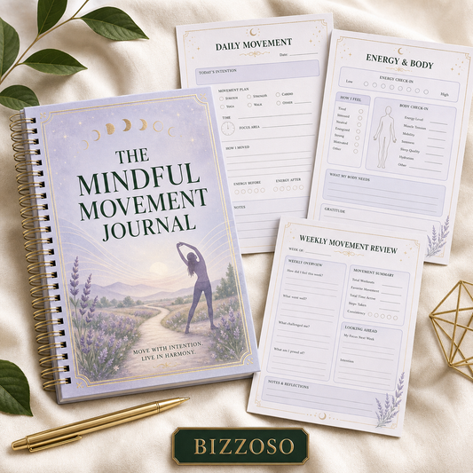 The Mindful Movement Journal digital planner cover by Bizzoso