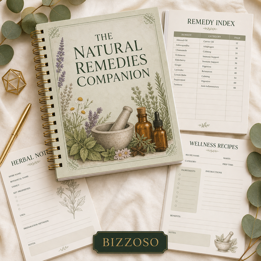 The Natural Remedies Companion digital planner cover by Bizzoso