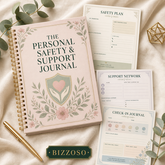 The Personal Safety & Support Journal digital planner cover by Bizzoso