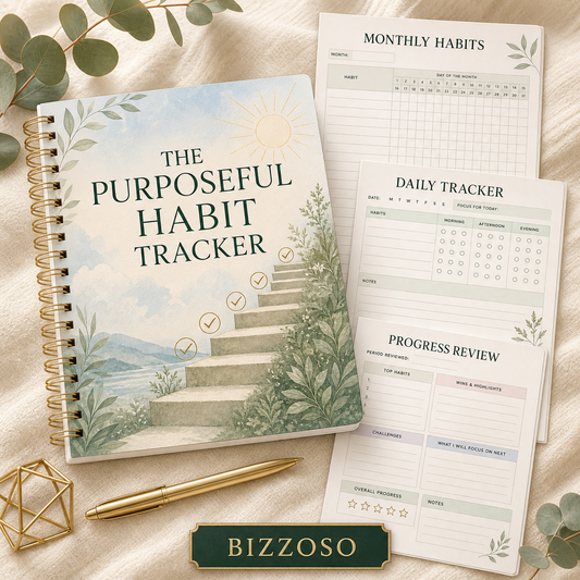 The Purposeful Habit Tracker digital planner cover by Bizzoso