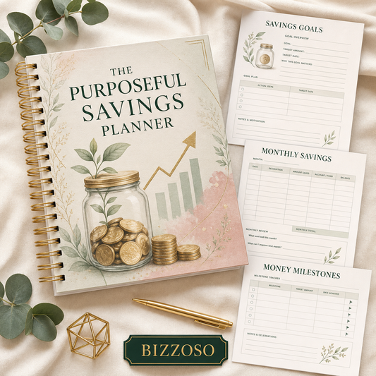 The Purposeful Savings Planner digital planner cover by Bizzoso