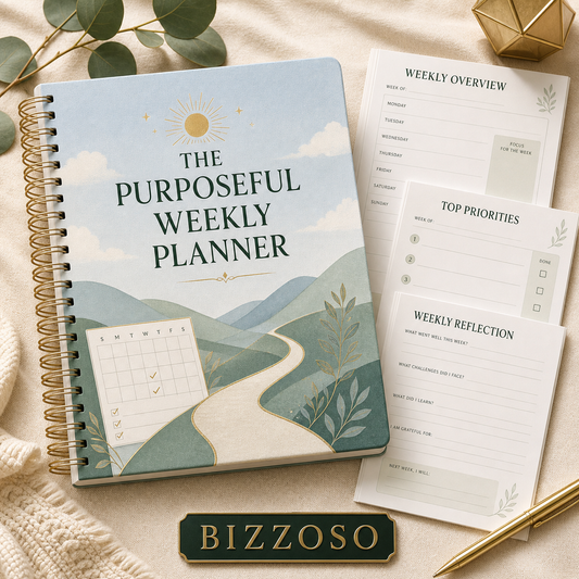 The Purposeful Weekly Planner digital planner cover by Bizzoso