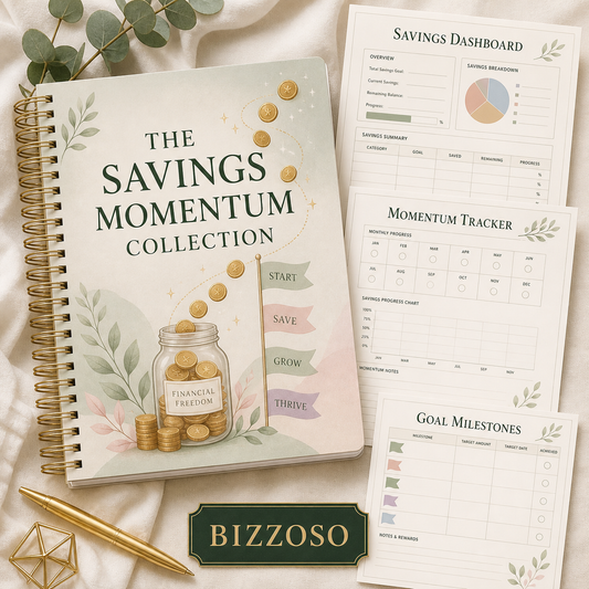 The Savings Momentum Collection digital planner cover by Bizzoso