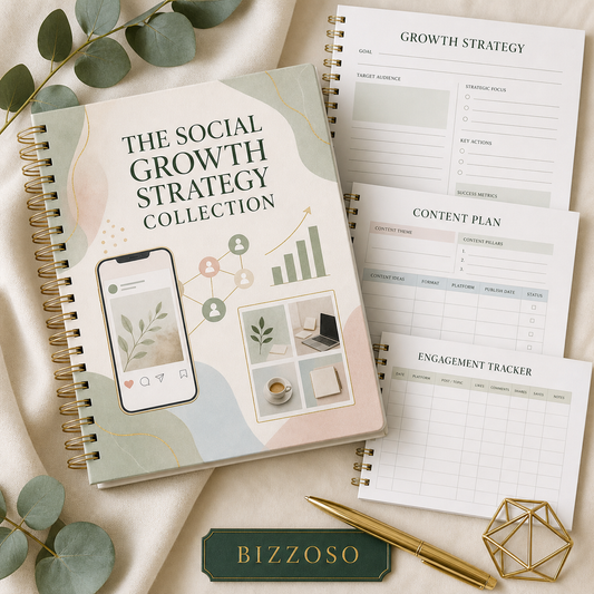 The Social Growth Strategy Collection digital planner cover by Bizzoso