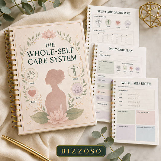 The Whole-Self Care System digital planner cover by Bizzoso