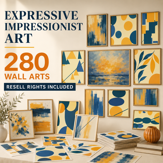 Expressive Impressionist Art wall art collection overview with resell rights included