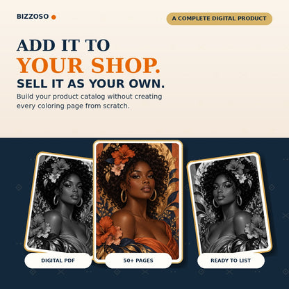Black Women Coloring Book Volume 1, a ready-to-sell digital product for your online shop