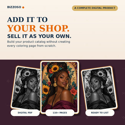 Black Women Coloring Book Volume 2, a ready-to-sell digital product for your online shop