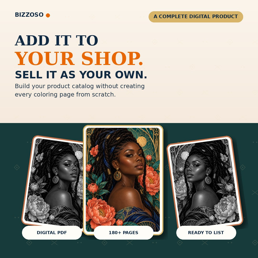 Black Women Coloring Book Volume 3, a ready-to-sell digital product for your online shop