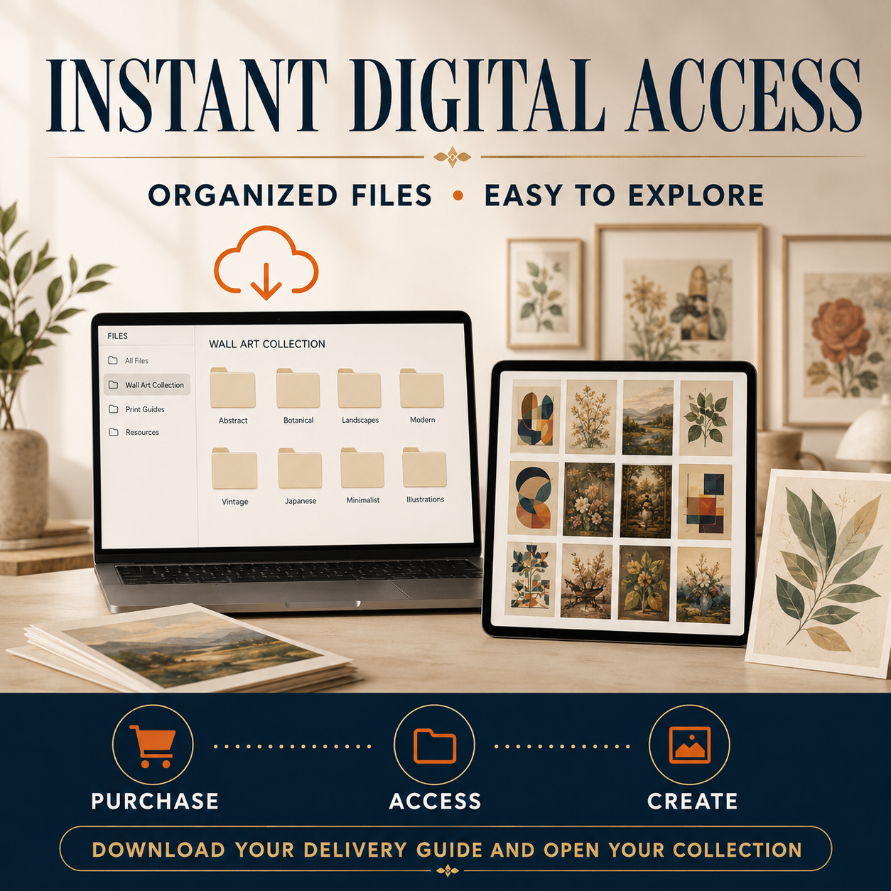 Instant digital access to organized wall art files